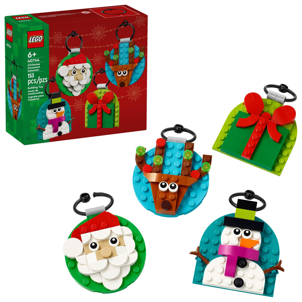LEGO Christmas Ornament Selection Building Toys - Holiday Crafts for Family, Kids, Boys & Girls, Ages 6+ - Hanging Christmas Decorations for Tree - 40744 LEGO