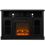 Ameriwood Home Chicago Fireplace TV Stand for TVs up to 50 Inch, Replaceable Electric Fireplace Insert Heater, Realistic Log and Flame Effect, For Living Room or Bedroom, Black Oak Ameriwood Home