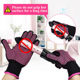 Sopito 2Pcs Heat Resistant Gloves with Silicone Bumps, Professional Heat Gloves for Hair Styling, Heat Proof Glove Mitts Heat Protection Gloves for Curling Iron Wand Flat Iron Sublimation, Rose Red Sopito