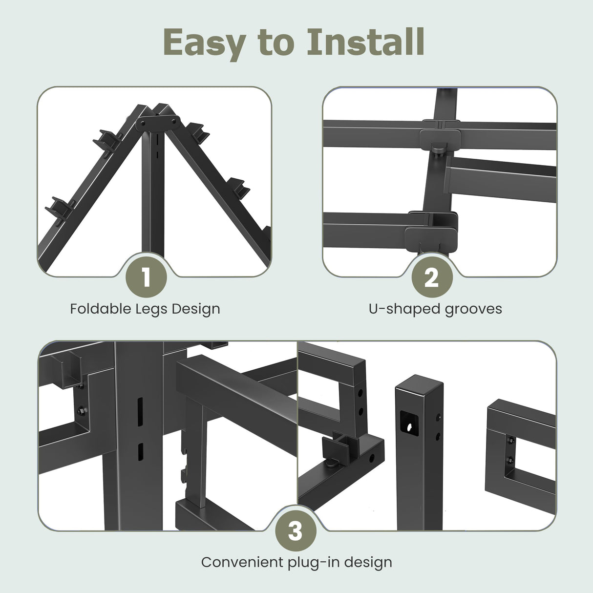 NKZ King Size Bed Frame 16 Inch, Metal Bed Frame & Box Spring 2 in 1 Platform with Round Corner Legs, 4000lbs Weight Capacity Reinforced Metal Frame, Headboard Hole, Noise-Free, Easy Assembly NKZ