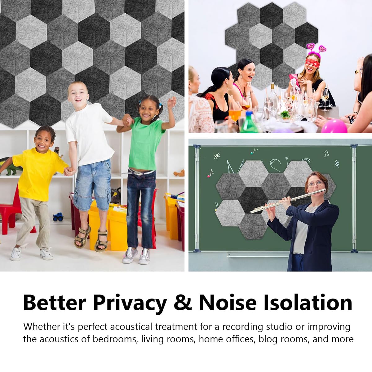 12PCS Felt Cork Bulletin Board Acoustic Panels Self-Adhesive, 12 * 10" Soundproof Wall Panels, High Density Sound Dampening Panels Studio Sound Proof Foam Sound Absorbing Tile Wall Photo Decor WEYCHEN