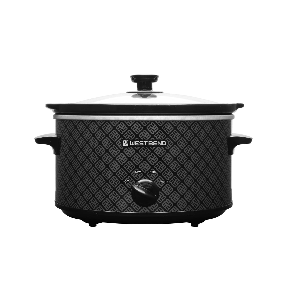 West Bend Slow Cooker 4-Quart Manual Crockery Style with Dishwasher Safe Oval Ceramic Crockpot and Glass Lid Two Temperature Settings Plus Keep Warm, 210-Watts, Black West Bend