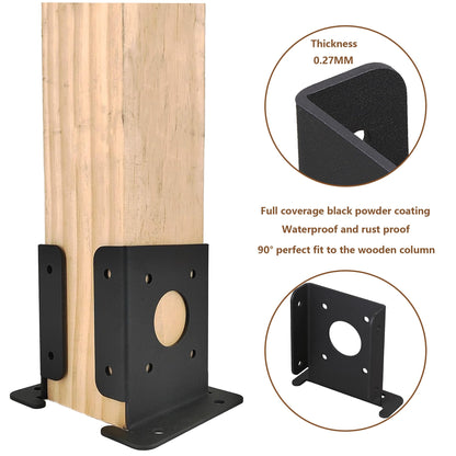 Wpbhk 4Pcs Adjustable 4x4 Wood Fence Pergola Post Base Brackets kit Heavy Duty Post Anchor Base Brackets for Deck Railing Mailbox