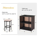 SUNCROWN Outdoor Bar Set 3-Piece Brown Wicker Patio Furniture - Glass Bar and Two Stools with Cushions for Patios, Backyards, Porches, Gardens or Poolside,Beige SUNCROWN