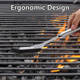16.5” Grill Brush and Scraper with 2 Brush Replacements & 1 Screwdriver, Wire BBQ Grill Brush for Outdoor Grill, 304 Stainless Steel Cleaning Brush BBQ Grill Accessories Zxmissu