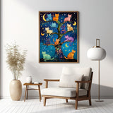 CHWGLFGG 5D Diamond Art Kits for Adults Beginners, Cat Family Tree Stars Diamond Painting Kits, DIY Full Round Drill Paint by Diamonds Dot Gem Art for Adults, Home Wall Decor 12x16 Inch CHWGLFGG