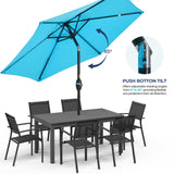 SUNVIVI OUTDOOR 7.5' Outdoor Patio Umbrella, Patio Umbrella, Market Umbrella, Luxury Aluminum Pole Umbrella with Push Button Tilt and Crank, 6 Ribs, Polyester Canopy, Blue SUNVIVI OUTDOOR