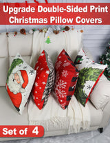 Multiwins Double-Sided Print Christmas Pillow Covers Set of 4, 18" x 18", 8 Cute Christmas Decor Patterns, Perfect for Home Decor multiwins