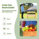 RELAX4LIFE 2-Tier Raised Garden Bed - Fir Wood Garden Elevated Planter Box with Legs, 8 Drainage Holes,220 Capacity for Growing Vegetable, Elevated Garden Bed for Outdoor Yard Patio Balcony (Natural) RELAX4LIFE