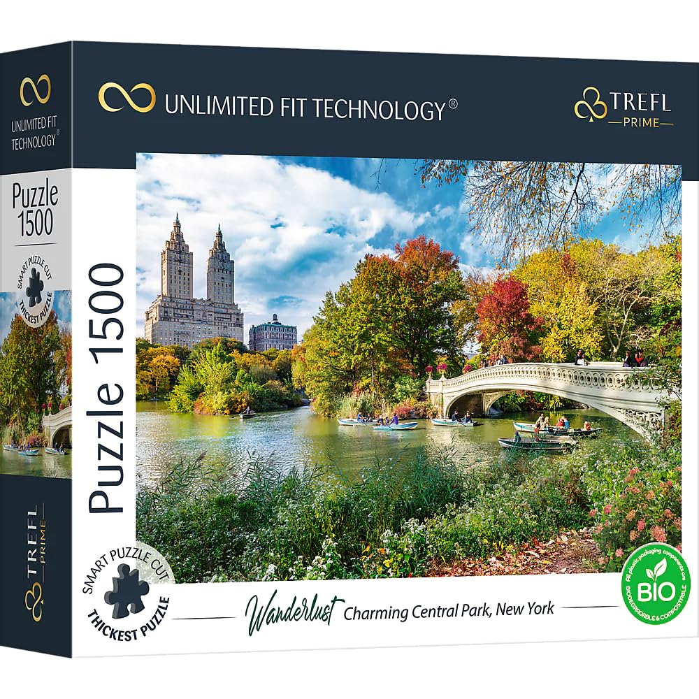 Trefl Wanderlust: Charming Central Park, New York 1500 Piece Jigsaw Puzzle Prime 33"x23" Thick Cardboard, BIO, ECO, New York, Travel, Creative Entertainment for Adults and Children from 12 Years Old Trefl