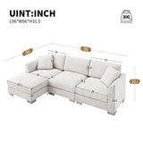 Merax Modern Chenille Sectional Sofa with Oversized Chaise, L-Shaped Couch with 2 Free Pillows, 4-Seat Sleeper Lounge for Living Room, Apartment,Office Lighr Gray Merax