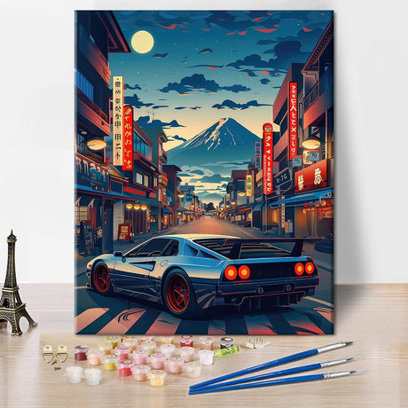 TUMOVO Paint by Number for Adults, DIY Acrylic Painting for Adults, Anime Car in The City Paint by Numbers Adults' Paint-by-Numbers Kits Arts Craft for Home Wall Decor, 16X20 Inch(Frameless) TUMOVO