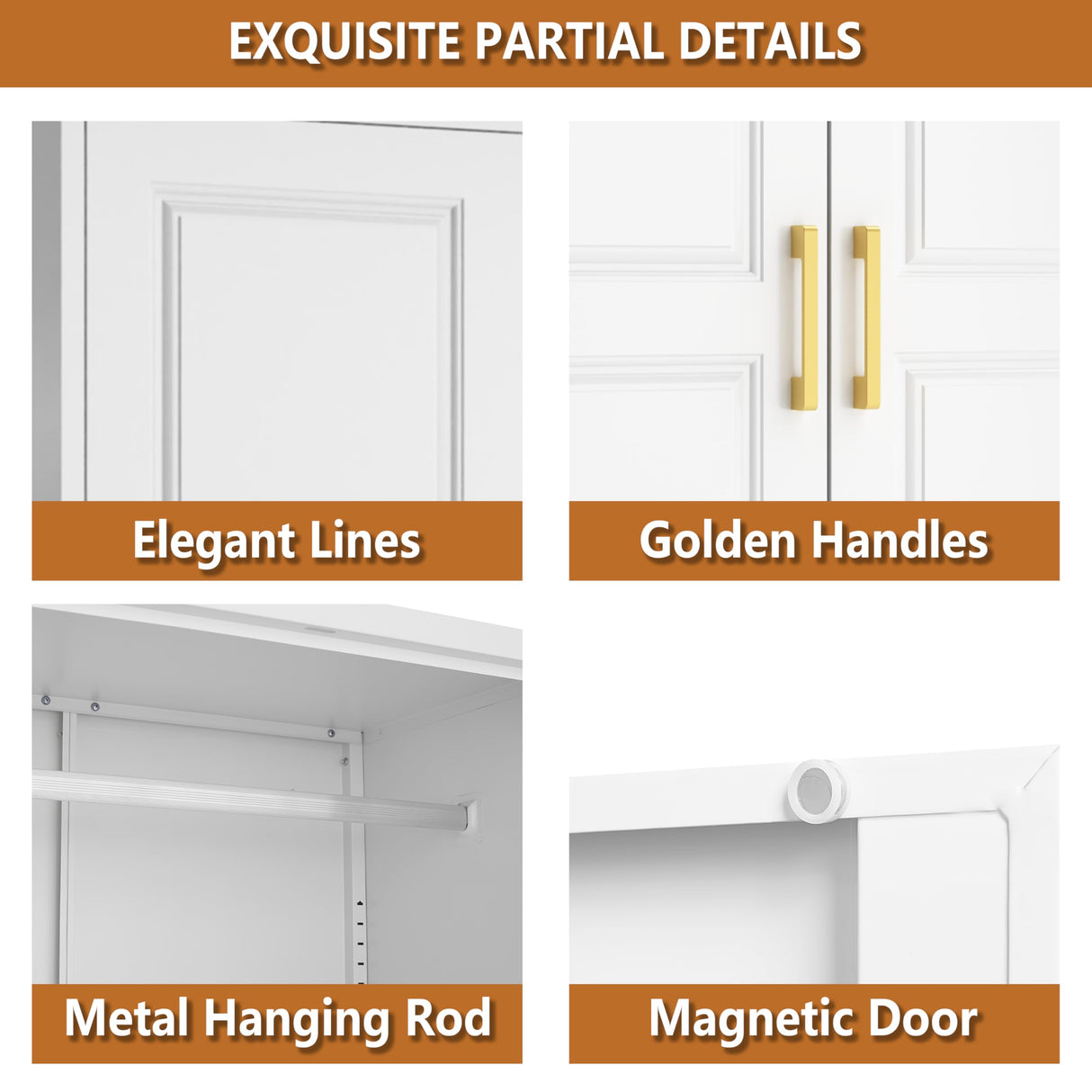 Polup Metal Armoire Closet, 86 Inch Tall Wardrobe Armoire with Hanging Rod, Almirah for Clothes with Doors, 18" D x 32" W x 86" H, White, Assemble Required, Shipped in Two Packages Polup