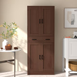 DIYART Brown Pantry Cabinet, 71" Tall Kitchen Pantry Storage Cabinet with Doors and Drawer, Freestanding Kitchen Hutch Cabinet for Kitchen, Dining Room, Hallway DIYART