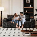 63" Cloud Loveseat Sofa, Modern Corduroy Boneless Couch with Deep Seat Memory Foam, Comfy 2 Seater Foam Floor Couches for Living Room Bedroom Apartment, No Assembly Required (Black, 63"+2 Seaters) YskdhfczQ