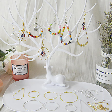 XKCWXY 483Pcs Earring Making Kit with Beading Hoop Earring Finding Component Accessories,Earring Hooks,Jump Rings,Earring Backs for Jewelry Making DIY Craft XKCWXY