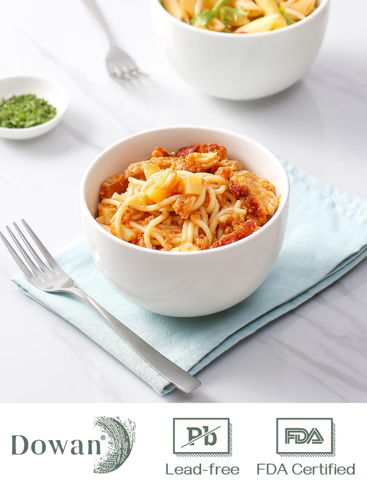 DOWAN 5.8" Deep Soup Bowls & Cereal Bowls - 30 Ounces Large Bowls Set of 4 for Kitchen - White Ceramic Bowls for Cereal, Soup, Oatmeal, Salad, Ramen, Noodle, Rice - Dishwasher & Oven Safe DOWAN