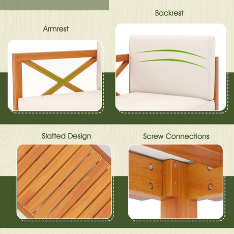 Tangkula L Shaped Outdoor Furniture Set, 5 Pieces Acacia Wood Patio Conversation Set, Modular Outdoor Lounge Sofa Set w/Cushions and Coffee Table for Garden, Backyard, Poolside Tangkula