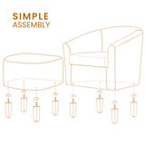 Yaheetech Accent Chair with Ottoman Set, Modern Faux Leather Upholstered Soft Barrel Chair and Footrest, Club Armchair and Footstool for Living Room/Bedroom/Reading Room/Guest Room, Black Yaheetech