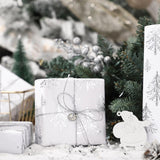 WRAPAHOLIC 3D Kraft Christmas Wrapping Paper Roll - Mini Roll - 17 Inch x 16.5 Feet - Silver and White Christmas Tree Wrapping Paper with Embossed Perfect for Holiday, Party Celebration WRAPAHOLIC