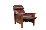 BarcaLounger Mission 7-3323 (Craftsman) All Leather Push Back Manual Recliner Chair - 5702-87 Wenlock Fudge All Leather BarcaLounger