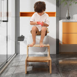 Wooden Step Stool,Two Step Stool for Kids,Toddler Montessori Stool Supports 300 lbs Kids Toddler Stepping Stool for Bathroom Sink/Toilet/Kitchen/Bed,Natural Wiifo