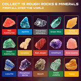 PIBEX Gemstone Dig Kit, Dig up 15 Rocks & Minerals from Earth Moon Mars, Solar System Planets Geology Science Set, Space Rock Mining Toys for Kids, STEM Gift for Boys & Girls Age 6-8-12 PIBEX
