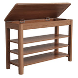 IUNVR Shoe Rack Bench Seat Rubberwood 3-Tier Wooden Storage Bench 550lbs Compact Mid-Century Modern Design for Entryway, Hallway, Closet, Front Door Entrance, Foyer IUNVR