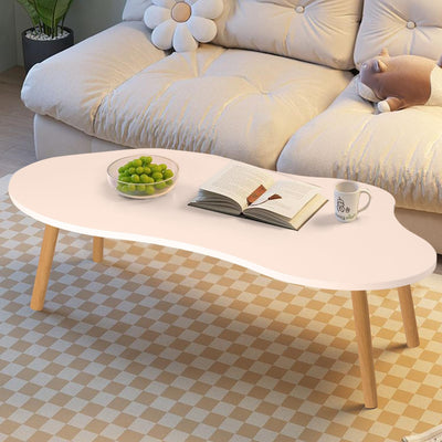 Small Coffee Table, Modern Coffee Table Small White Coffee Tables, Living Room Center Minimalist Display Coffee Table with Cloud Shape, 39.4" x19.7 x16.1 Irregular Coffee Table White