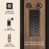 AMERLIFE Queen Size Bed Frame Industrial Platform Bed with Charging Station, 2-Tier Storage Headboard/No Box Spring Needed/Noise-Free/Rustic Brown AMERLIFE