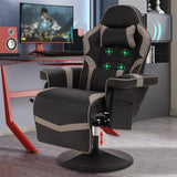 LVUYOYO Reclining Gaming Chair, Gaming Chair with Footrest and Massage, High Back PU Leather Gaming Recliner w/Adjustable Height, Swivel Game Chair with Lumbar Support, Cup Holder, Headrest LVUYOYO