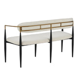 55" Metal Loveseat Settee,Modern Upholstered Sofa with Iron Frame,Upholstered Plush Seating,Gold Trim & Open Backrest, Compact Design for Small Spaces,Living Room,Bedroom,Apartments,Lofts,White GDFStudio