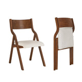 Ball & Cast Modern Folding Chairs Upholstered Kitchen Dining Chair Seating Set of 2, Walnut Ball & Cast