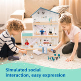 OOOK Wooden Dollhouse for Kids, Doll House with Simulated Luxury Furniture Set, Dollhouse Playset Gifts for Girls Toddlers (Including 4 Family Dolls OOOK