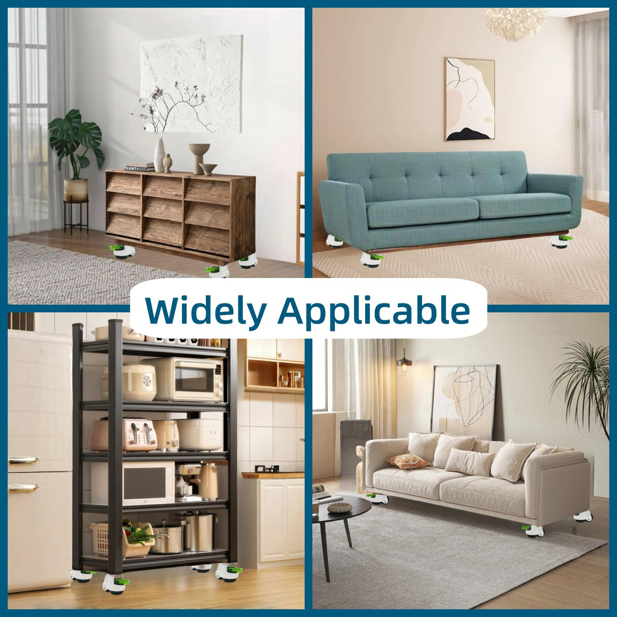 4 Pack Leveling Casters with Ratchet Handle, Adjustable Heavy Duty Casters, Retractable and 360 Degree Swivel Castors, Quiet and Floor-Friendly, for Workbench, Equipment, Swivel Castor Wheels (T60) LSWhee