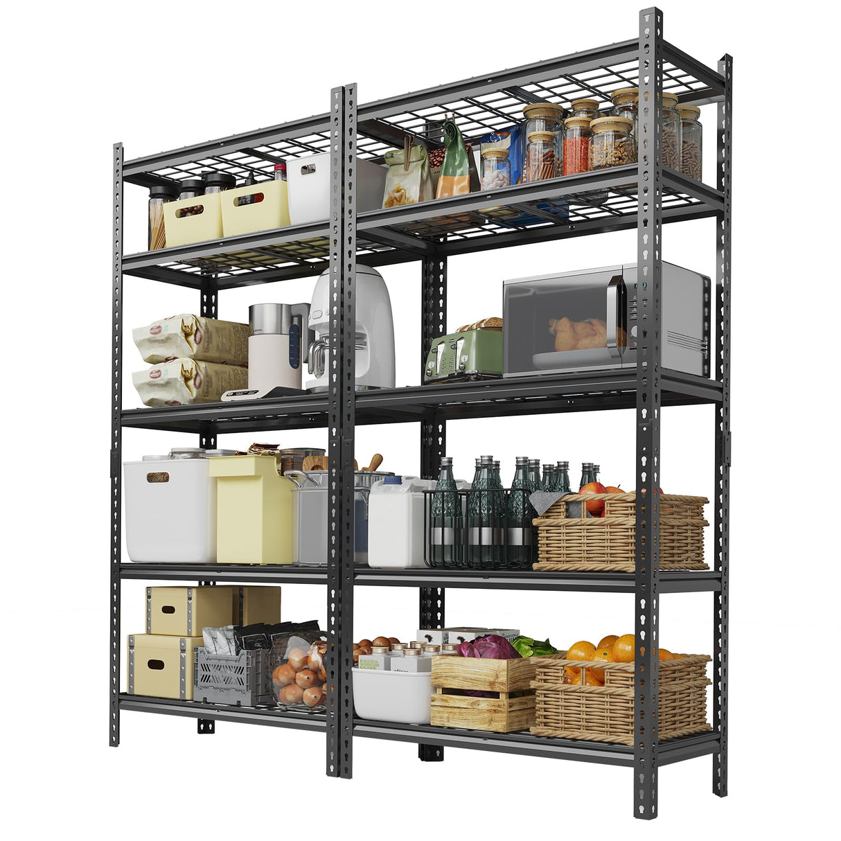 Metal Storage Shelving Unit, 5-Tier Adjustable Storage Rack Heavy Duty Garage Shelves, 2000 lbs for Garage, Kitchen, Bathroom, Warehouse, 36”W x 16”D x 72”H, 2 Pack SLEKVERSA