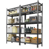 Metal Storage Shelving Unit, 5-Tier Adjustable Storage Rack Heavy Duty Garage Shelves, 2000 lbs for Garage, Kitchen, Bathroom, Warehouse, 36”W x 16”D x 72”H, 2 Pack SLEKVERSA