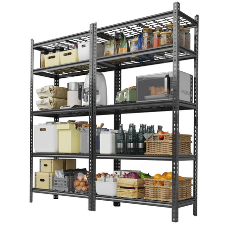 Metal Storage Shelving Unit, 5-Tier Adjustable Storage Rack Heavy Duty Garage Shelves, 2000 lbs for Garage, Kitchen, Bathroom, Warehouse, 36”W x 16”D x 72”H, 2 Pack SLEKVERSA