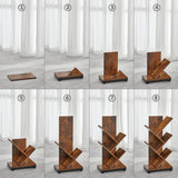 ruboka Tree Bookshelf,Retro Floor Standing Bookcase Display for CDs/Magazine/Books,Small Bookshelf for Bedroom,Living Room,Office,Balcony,Brown Storage Shelves (Brown, 5 Tier) ruboka