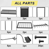 Goyappin 6-Tier Large Power Tool Organizer Cart with Charging Station, Heavy-Duty Garage Rolling Tool Cart with 6 Wheels, 8 Hooks & Adjustable Shelves, Holds 700LBS+ Goyappin