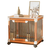 pet Crate Furniture for Small Dogs- Furniture Dog Crate Wooden Dog Crate Dog Crate Terminal Table - Coffee Table Dog Crate with Tray, Universal Wheels (M（24''L x 18''W x 23''H）,Brown) Generic