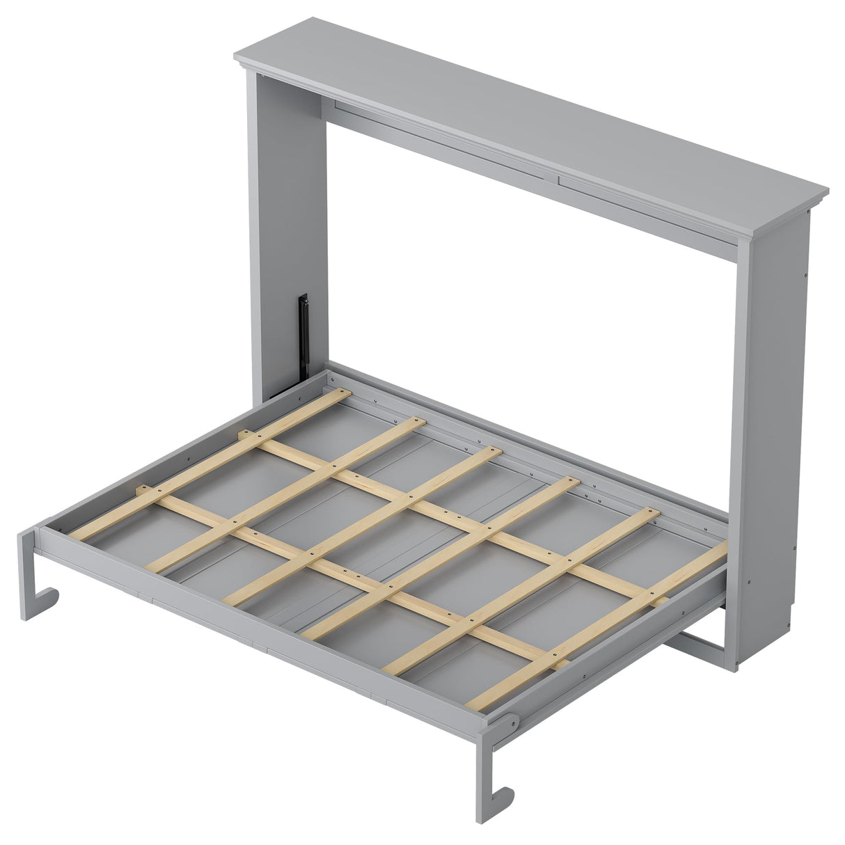 PVWIIK Queen Size Murphy Bed,Wall Bed Frame Folding into Cabinet Design for Small Space,Bedroom,Guest Room,Gray PVWIIK