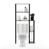Furinno Turn-N-Tube Over The Toilet Storage, 5 Shelves Bathroom Organizer Space Saver Rack, French Oak Grey/Black Furinno
