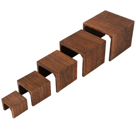 MOOCA 5-Piece Wooden Jewelry Display Risers - Multi-Function Retail Stands for Rings, Watches, Necklaces, Bracelets, and More - Various Heights, MOOCA