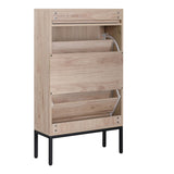 XIAO WEI Shoe Cabinet, Natural Semi Circle Rattan Shoe Storage Organizer Cabinet with 2 Flip Drawers, Freestanding Shoe Rack with Adjustable Shelf for Entryway XIAO WEI