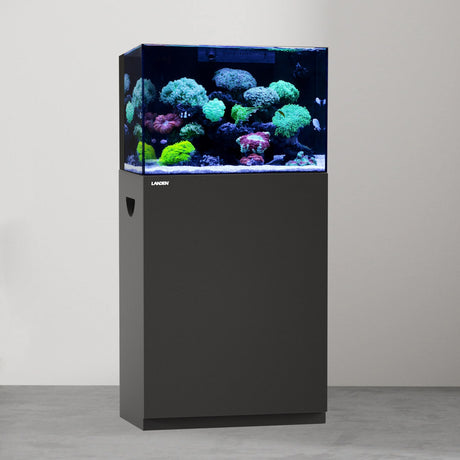 Landen Aquarium Wooden Stand and Cabinet for up to 30 Gal Tank, Fish Tank Stand, Nano Foam Leveling Mat Included, W23.6xD17.7xH31.49in,Wooden Matte Black Painted(Stand Only) LANDEN