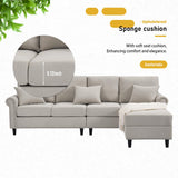EDWINENE Convertible Sectional Couch Sofa for Living Room, Reversible L Shaped Couch with Chaise, 4-Seat Modular Large Couches with Storage Ottoman & 3 Pillows, Light Grey EDWINENE