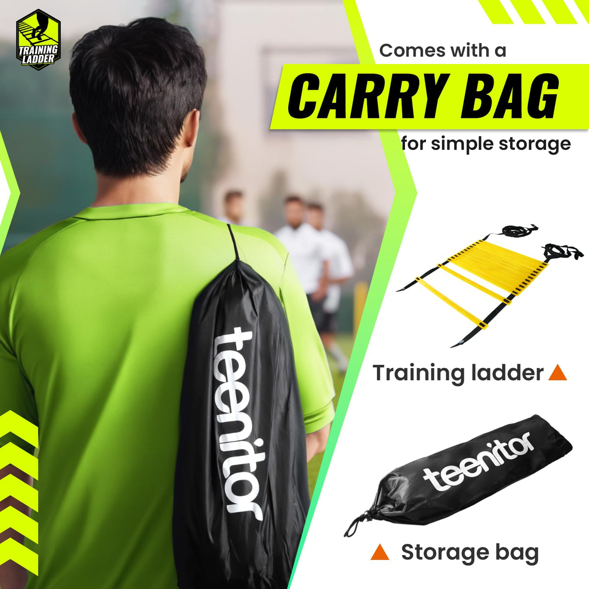 Teenitor 13 Rung Agility Ladder Speed Ladder Training Ladder for Soccer, Speed, Football Fitness Feet Training Carry Bag Agility Training Equipment, Workout Ladder, Sports Agility Ladders for Kids Teenitor