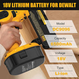 ANTRobut 2 Pack 6500mAh 18V Lithium Battery DC9096 Replacement for Dewalt 18V Battery XRP DC9099 DW9096 DW9098 DW9099 DW9095 Replacement 18 Volt Dewalt Batteries ANTRobut