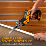 Cordless Reciprocating Saw: DEKOPRO 20Volt Battery Powered Mini Reciprocating Saw, Compact Electric Metal Blades Tool, Power Hand Saws for Wood work, Cut DEKOPRO